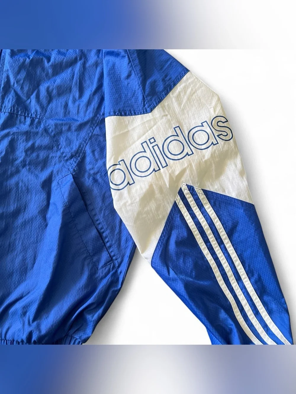 90’s Adidas Royal Blue and White Trefoil Windbreaker Jacket